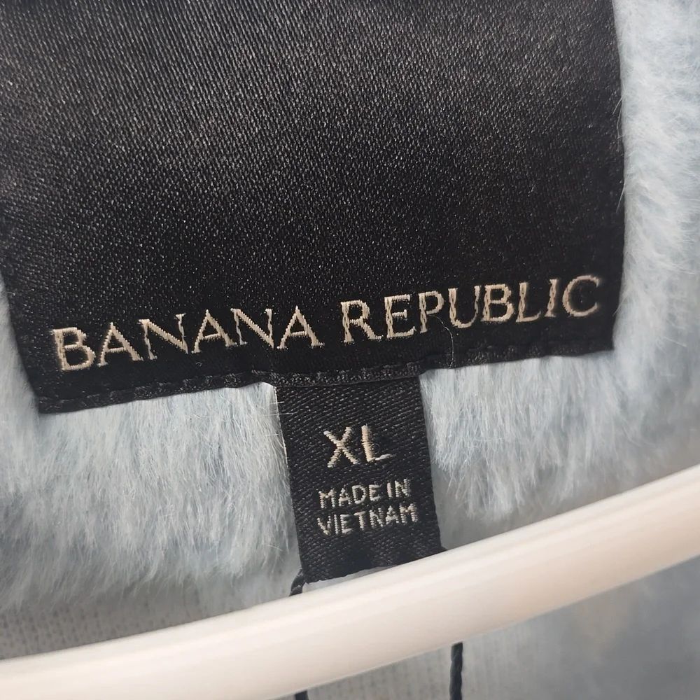 Banana Republic Light Blue Faux-Sherpa Button Jacket